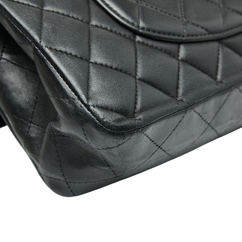 Chanel Matelasse 25 Coco Mark W Flap Chain Shoulder Bag Black Silver Hardware