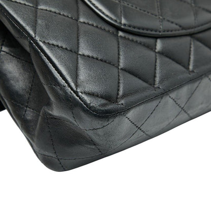 Chanel Matelasse 25 Coco Mark W Flap Chain Shoulder Bag Black Silver Hardware