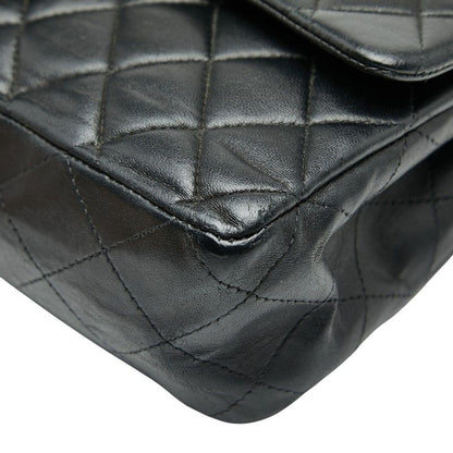 Chanel Matelasse 25 Coco Mark W Flap Chain Shoulder Bag Black Silver Hardware