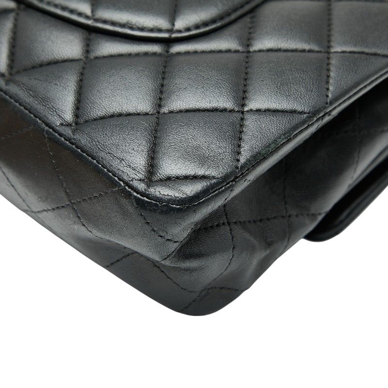 Chanel Matelasse 25 Coco Mark W Flap Chain Shoulder Bag Black Silver Hardware