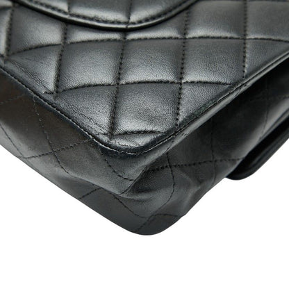 Chanel Matelasse 25 Coco Mark W Flap Chain Shoulder Bag Black Silver Hardware