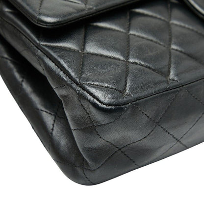 Chanel Matelasse 25 Coco Mark W Flap Chain Shoulder Bag Black Silver Hardware