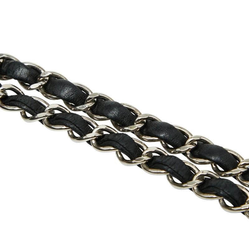 Chanel Matelasse 25 Coco Mark W Flap Chain Shoulder Bag Black Silver Hardware