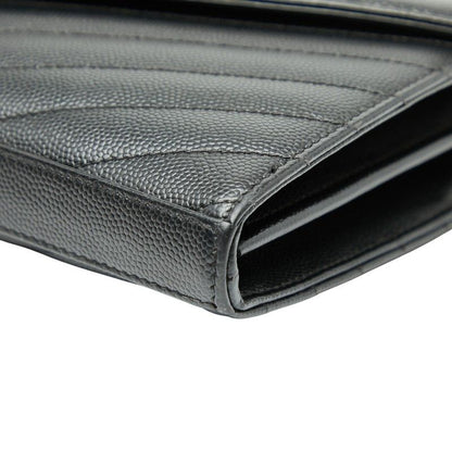 Saint Laurent Cassandra YSL Logo Chain Wallet Black Leather Women Saint Laurent