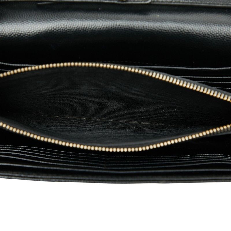 Saint Laurent Cassandra YSL Logo Chain Wallet Black Leather Women Saint Laurent