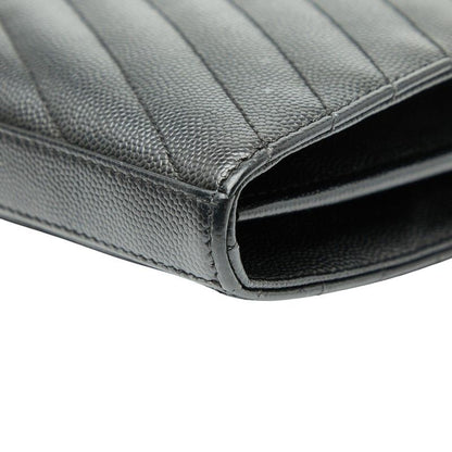 Saint Laurent Cassandra YSL Logo Chain Wallet Black Leather Women Saint Laurent