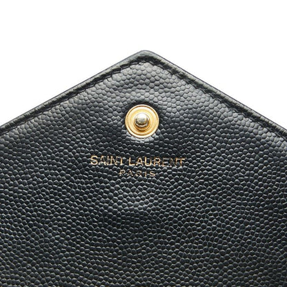Saint Laurent Cassandra YSL Logo Chain Wallet Black Leather Women Saint Laurent