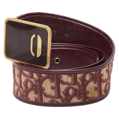 Dior Trotter Belt Size: 75 Wine Red Gold Canvas Leather Women's Dior