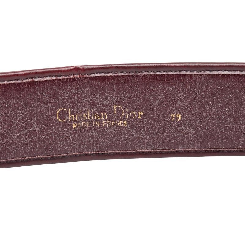 Dior Trotter Belt Size: 75 Wine Red Gold Canvas Leather Women's Dior