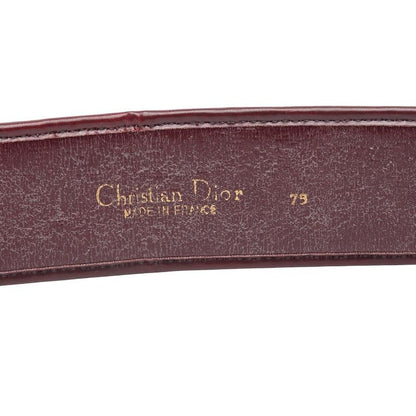 Dior Trotter Belt Size: 75 Wine Red Gold Canvas Leather Women's Dior