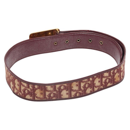 Dior Trotter Belt Size: 75 Wine Red Gold Canvas Leather Women's Dior