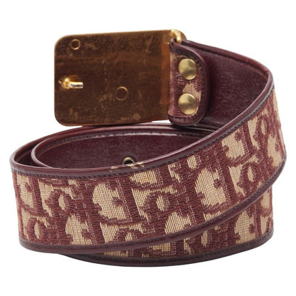 Dior Trotter Belt Size: 75 Wine Red Gold Canvas Leather Women's Dior