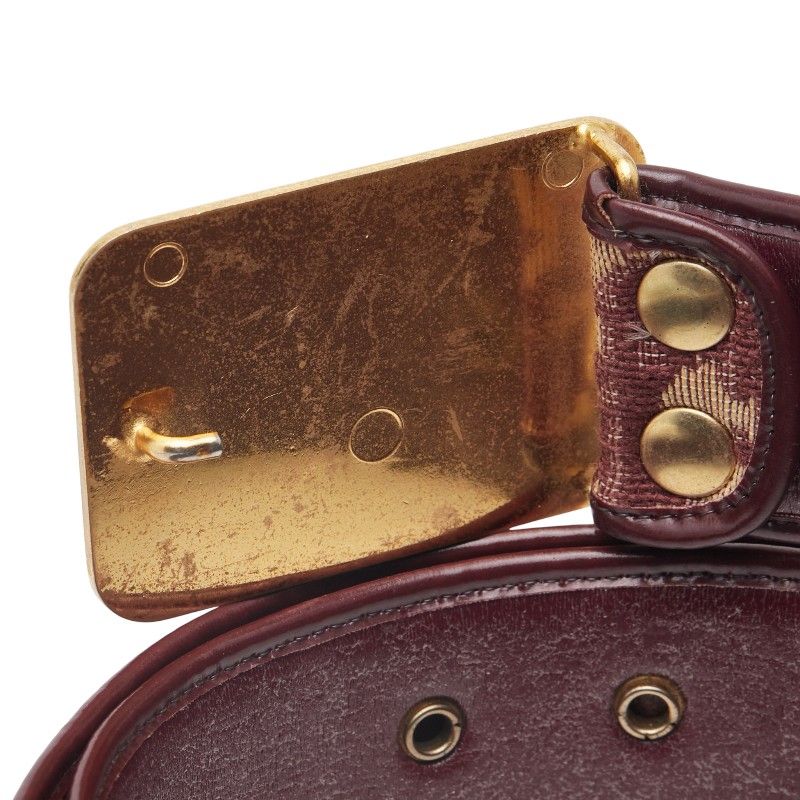 Dior Trotter Belt Size: 75 Wine Red Gold Canvas Leather Women's Dior