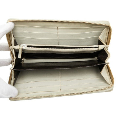 Gucci GG Campus Sherry Line Ribbon Round Zipper Long Wallet 257003 Beige