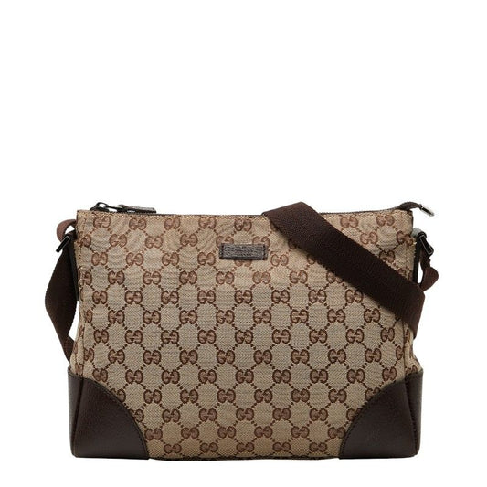 Gucci GG Canvas Crossbody Shoulder Bag 114273 Brown Canvas Leather Women's Gucci