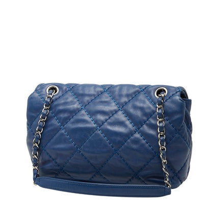 Chanel Wild Stitch Coco Mark Chain Shoulder Bag Handbag Blue Silver Hardware