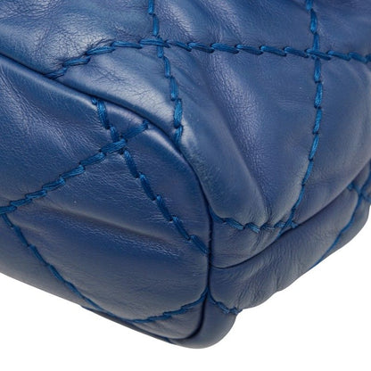 Chanel Wild Stitch Coco Mark Chain Shoulder Bag Handbag Blue Silver Hardware