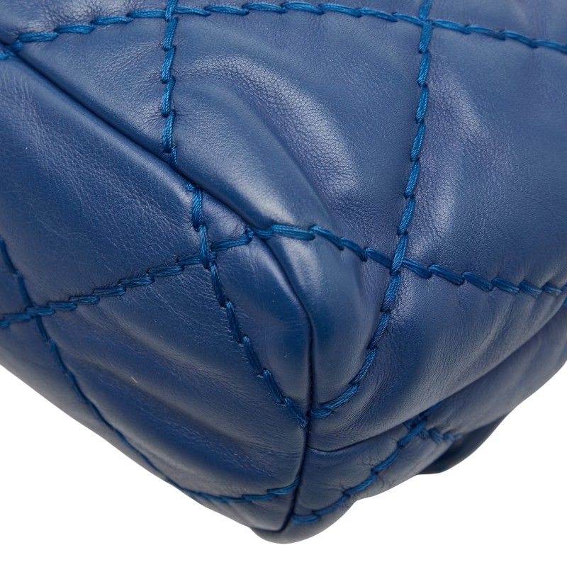 Chanel Wild Stitch Coco Mark Chain Shoulder Bag Handbag Blue Silver Hardware