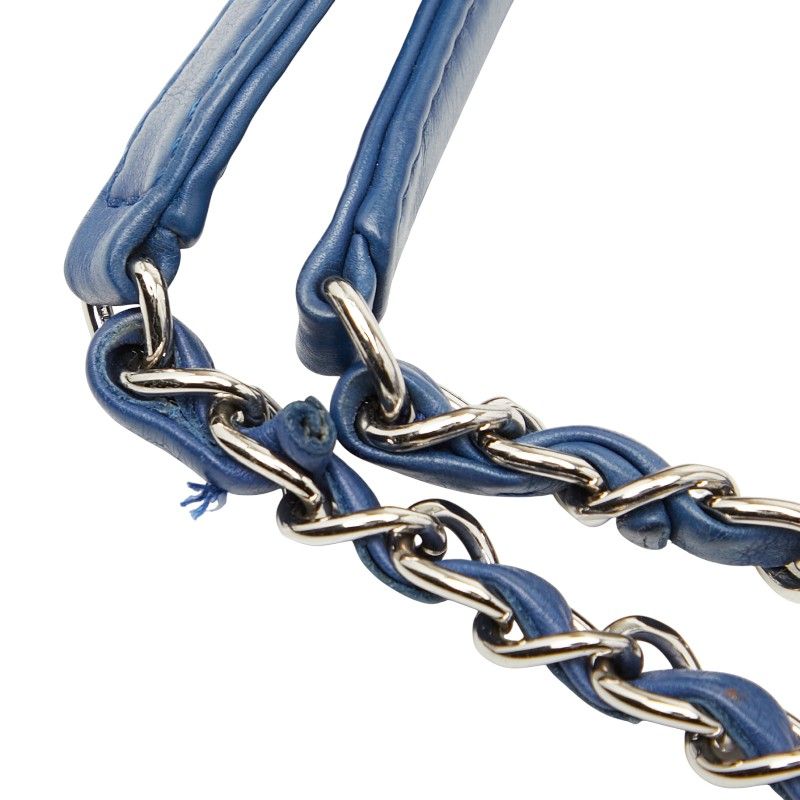 Chanel Wild Stitch Coco Mark Chain Shoulder Bag Handbag Blue Silver Hardware