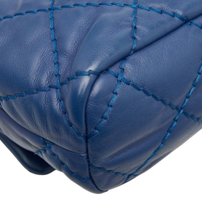 Chanel Wild Stitch Coco Mark Chain Shoulder Bag Handbag Blue Silver Hardware