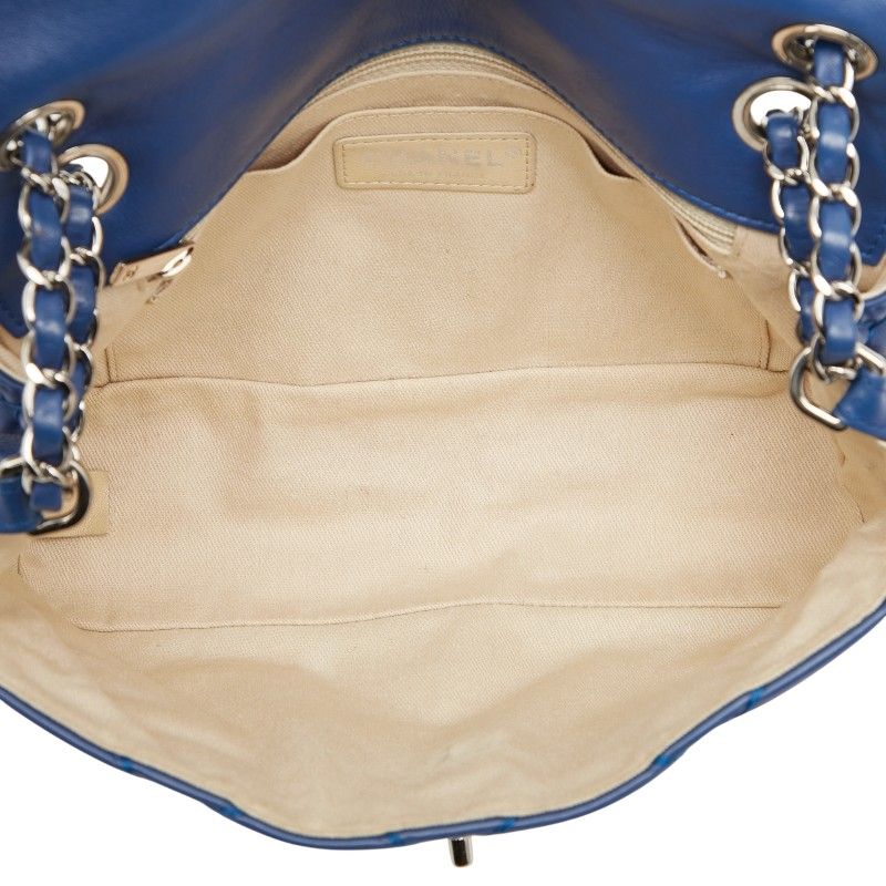 Chanel Wild Stitch Coco Mark Chain Shoulder Bag Handbag Blue Silver Hardware