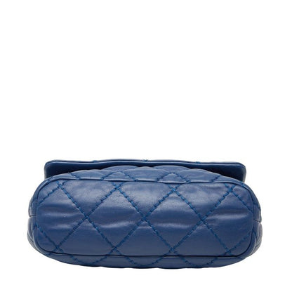 Chanel Wild Stitch Coco Mark Chain Shoulder Bag Handbag Blue Silver Hardware