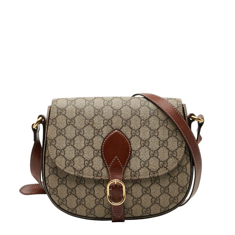 Gucci GG Supreme Crossbody Shoulder Bag 432150 Beige Brown PVC Leather Women's