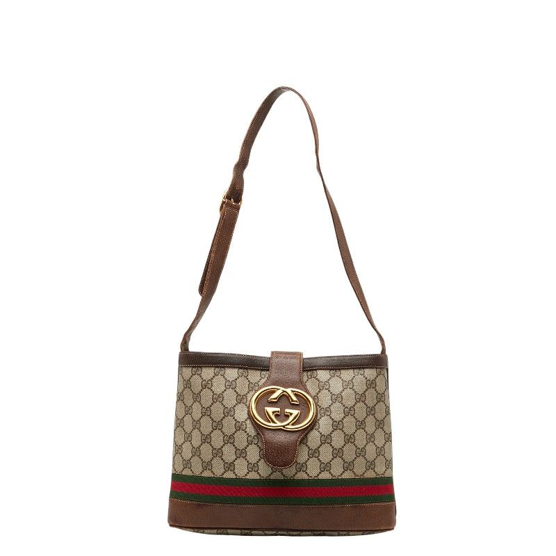 Gucci GG Supreme Sherry Line Beige Brown PVC Leather Women's Gucci
