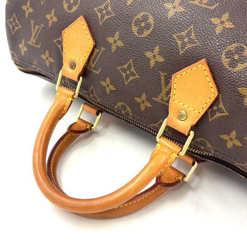 Louis Vuitton Speedy 35 Monogram Leather X PVC Brown Handbag Gold M41524