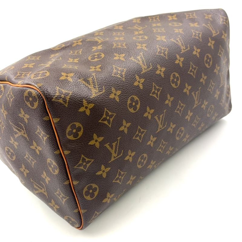 Louis Vuitton Speedy 35 Monogram Leather X PVC Brown Handbag Gold M41524