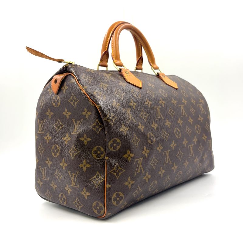 Louis Vuitton Speedy 35 Monogram Leather X PVC Brown Handbag Gold M41524