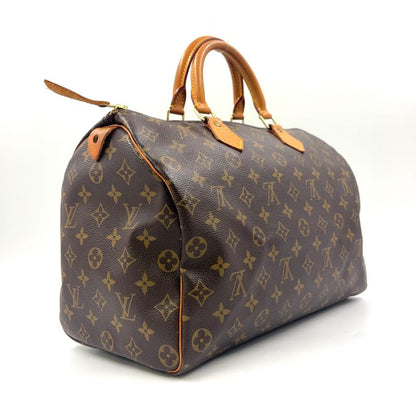 Louis Vuitton Speedy 35 Monogram Leather X PVC Brown Handbag Gold M41524