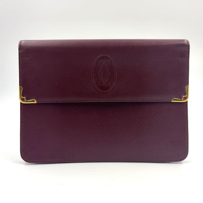 Cartier Must Line Leather Bordeaux Clutch Bag Gold