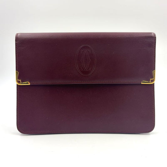 Cartier Must Line Leather Bordeaux Clutch Bag Gold