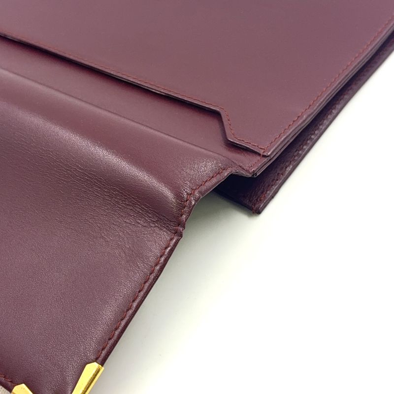 Cartier Must Line Leather Bordeaux Clutch Bag Gold