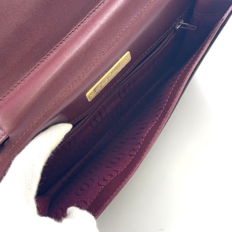 Cartier Must Line Leather Bordeaux Clutch Bag Gold