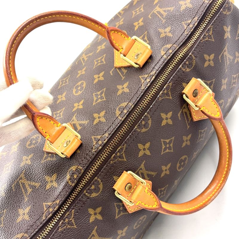 Louis Vuitton Speedy 35 Monogram Leather X PVC Brown Handbag Gold M41524