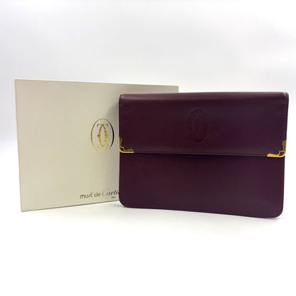 Cartier Must Line Leather Bordeaux Clutch Bag Gold