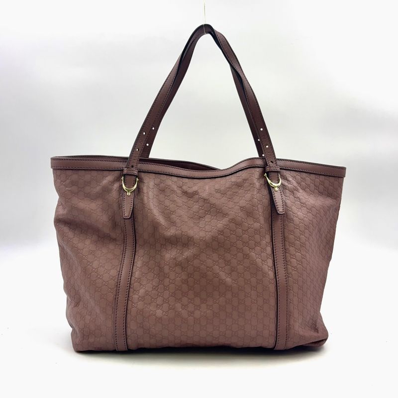 Gucci Nice GG Supreme Leather X PVC Dusty Pink Tote Bag Silver 309613