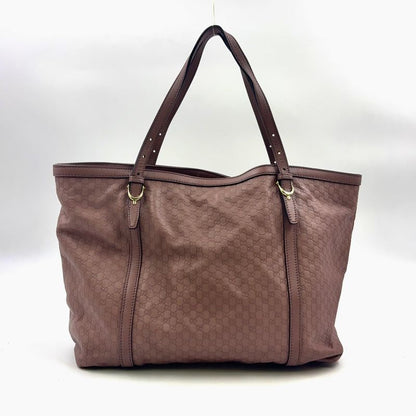 Gucci Nice GG Supreme Leather X PVC Dusty Pink Tote Bag Silver 309613