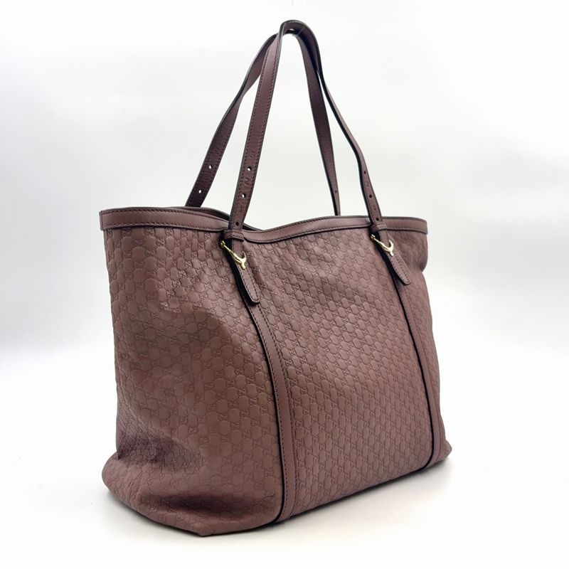 Gucci Nice GG Supreme Leather X PVC Dusty Pink Tote Bag Silver 309613