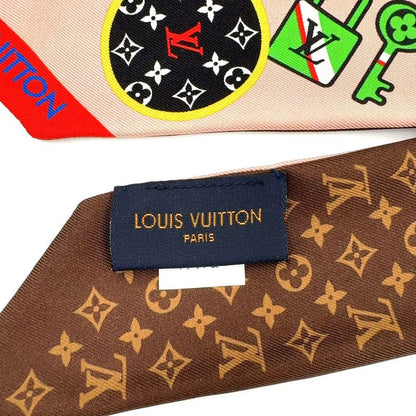 Louis Vuitton Bandeau BB Patches Silk Dusty Pink Brown And Multicolor Scarf