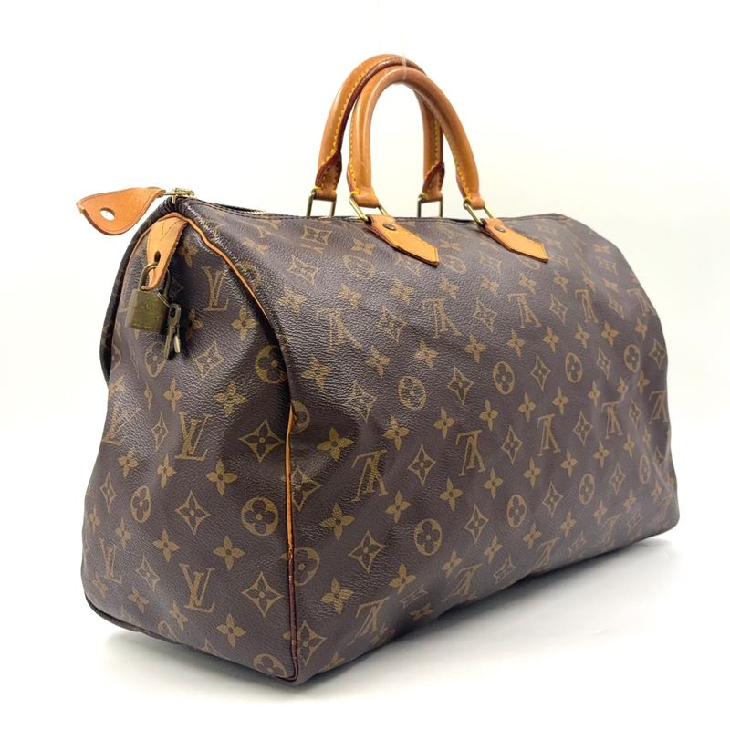 Louis Vuitton Speedy 40 Monogram Leather X PVC Brown Handbag Gold M41522