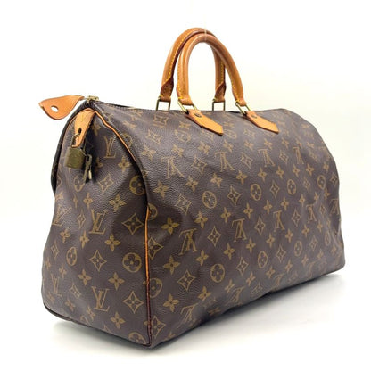 Louis Vuitton Speedy 40 Monogram Leather X PVC Brown Handbag Gold M41522