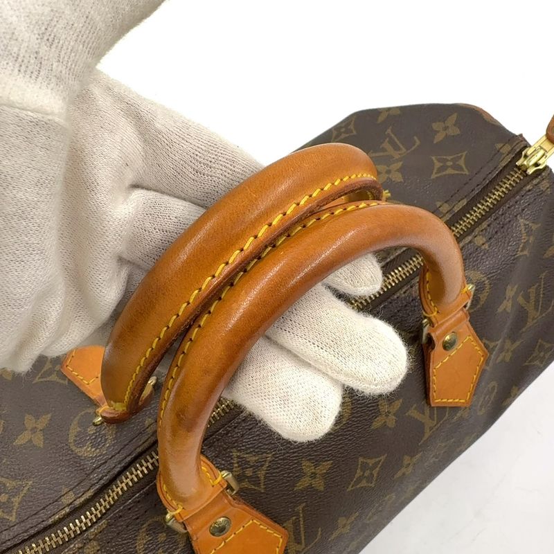 Louis Vuitton Speedy 30 Monogram Leather X PVC Brown Handbag Gold M41526