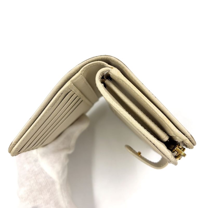 Prada Saffiano Multic Bifold Wallet Saffiano Leather Beige Wallet 1ml225