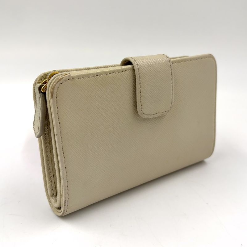 Prada Saffiano Multic Bifold Wallet Saffiano Leather Beige Wallet 1ml225