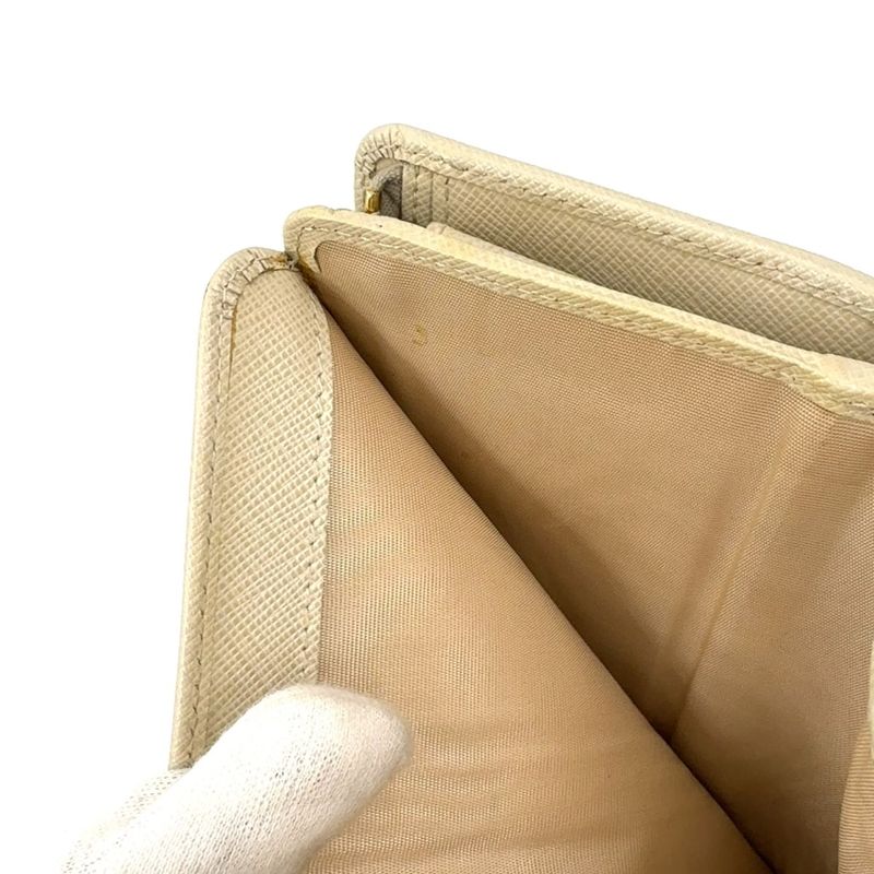 Prada Saffiano Multic Bifold Wallet Saffiano Leather Beige Wallet 1ml225