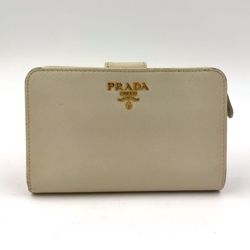 Prada Saffiano Multic Bifold Wallet Saffiano Leather Beige Wallet 1ml225