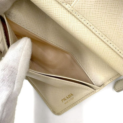 Prada Saffiano Multic Bifold Wallet Saffiano Leather Beige Wallet 1ml225